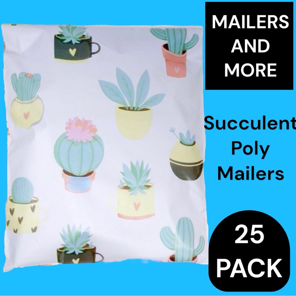 25 10X13 Poly Mailers Succulent in Pots Boho Chic Shipping Envelopes PRICE FIRM - Picture 2 of 8
